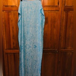 Scarf, Wrap - Pashmina Cashmere & Silk, Soft, Turquoise, >6 Ft